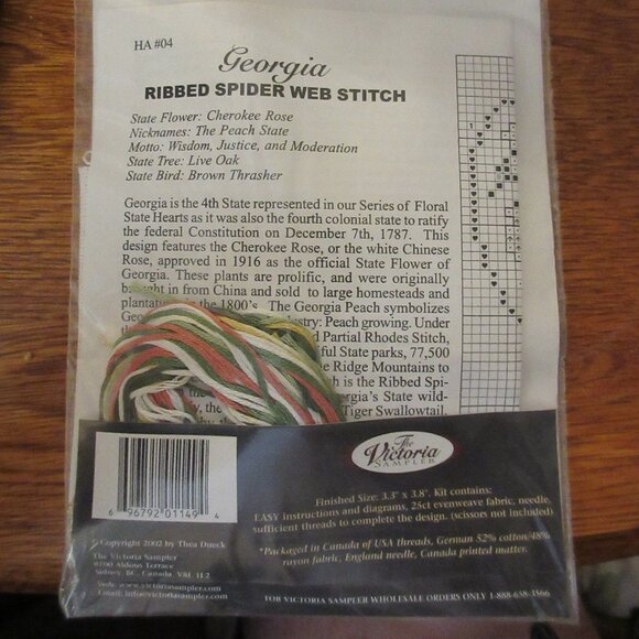 Victoria Sampler Hearts of America Delaware HA 04 Cross Stitch Embroidery Kit - Picture 2 of 2